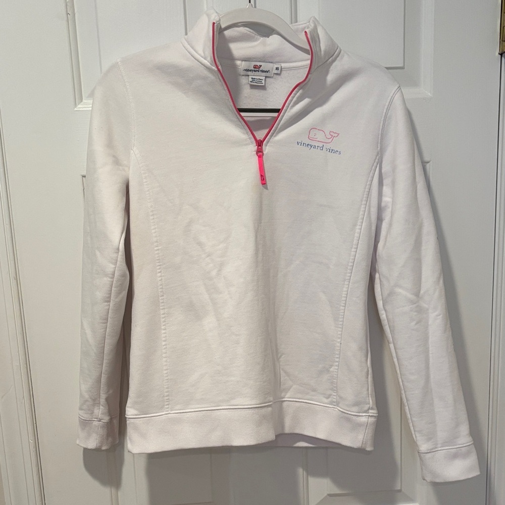 Vineyard Vines Pink-Trimmed White Pullover Womens size XS